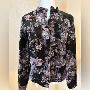 Covington Black and Gray Floral Jean Jacket
